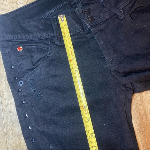 Hudson Collin Skinny Studded Mid Rise Black Skinny Jeans Size 27 - Picture 12 of 15